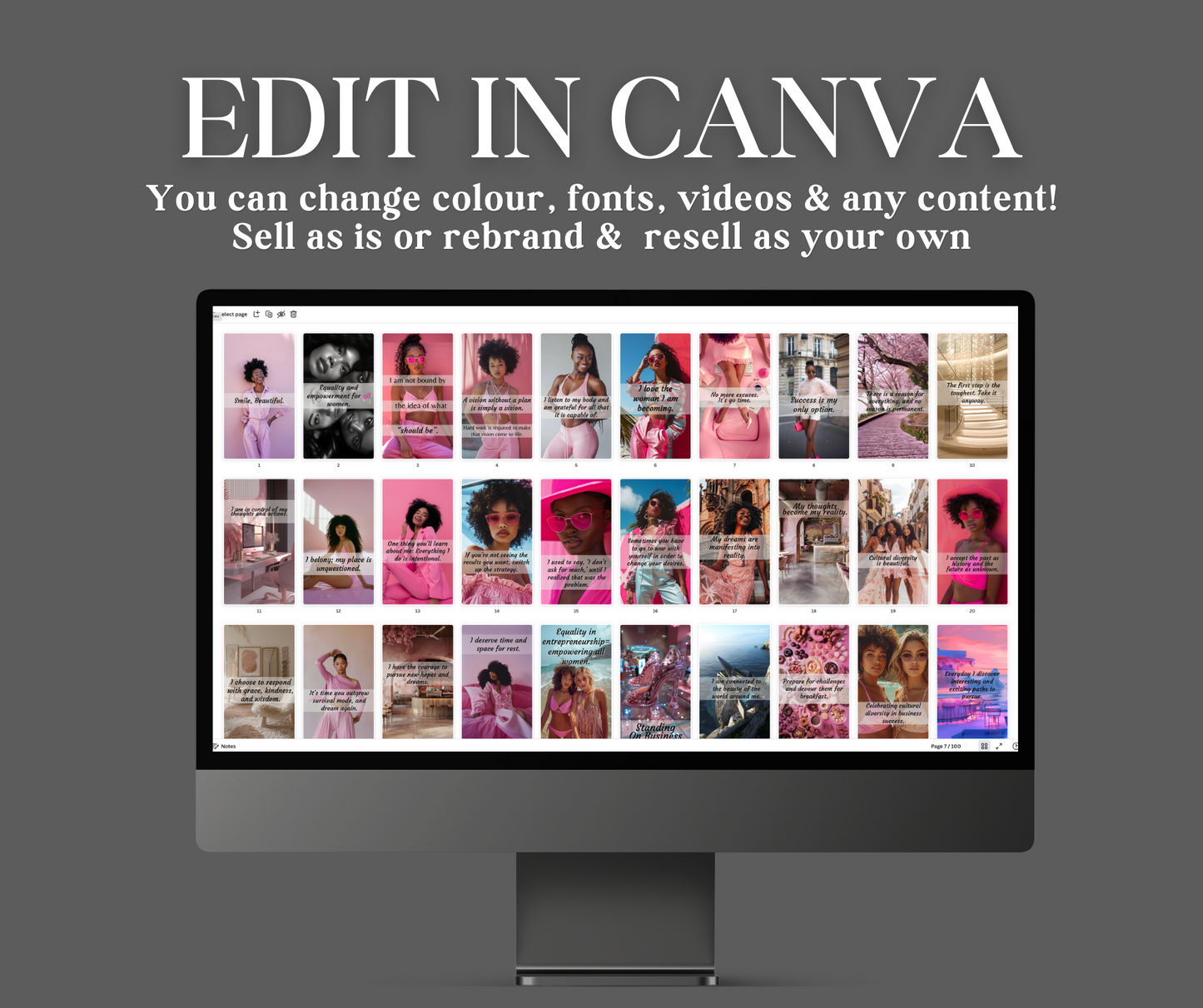 100 Pink Positive Affirmations Instagram Stories