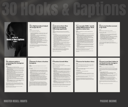 Vol 1. Instagram Reels, Hooks, Captions & Reel Covers